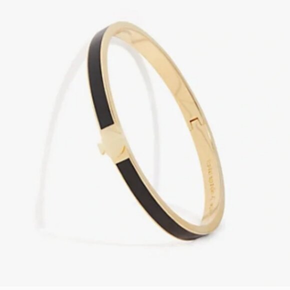Kate Spade New York Gold-Tone & Black Enamel Spade Hinge Bangle Bracelet - Picture 1 of 3